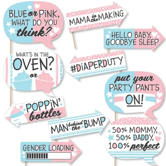Big Dot of Happiness Funny Baby Gender Reveal - Team Boy or Girl Party Photo Booth Props Kit - 10 Piece {1}