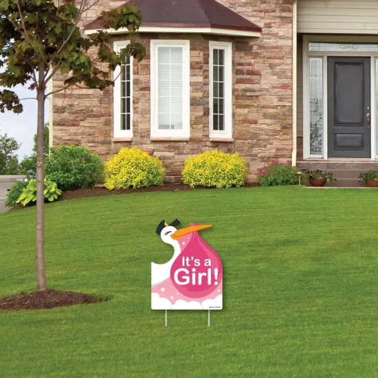 Big Dot of Happiness Girl Special Delivery - Outdoor Lawn Sign - It's a Girl Stork Baby Shower Yard Sign - 1 Piece {4}