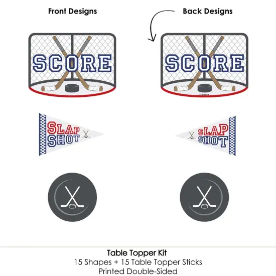 Big Dot of Happiness Shoots and Scores - Hockey - Baby Shower or Birthday Party Centerpiece Sticks - Table Toppers - Set of 15 {6}