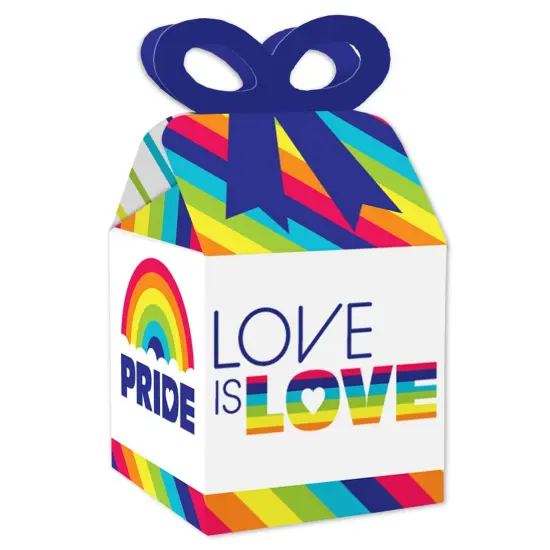 Big Dot of Happiness Love is Love - Pride - Square Favor Gift Boxes - Rainbow Party Bow Boxes - Set of 12 {1}