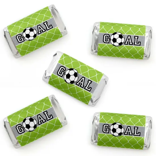 Big Dot of Happiness Goaaal - Soccer - Mini Candy Bar Wrapper Stickers - Baby Shower or Birthday Party Small Favors - 40 Count {1}