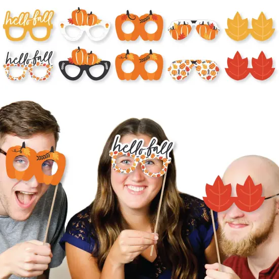 Big Dot of Happiness Fall Pumpkin Glasses - Paper Card Stock Halloween or Thanksgiving Party Photo Booth Props Kit - 10 Count {3}
