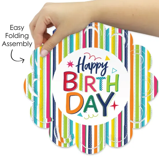 Big Dot of Happiness Cheerful Happy Birthday - Colorful Birthday Party Round Table Decorations - Paper Chargers - Place Setting For 12 {6}