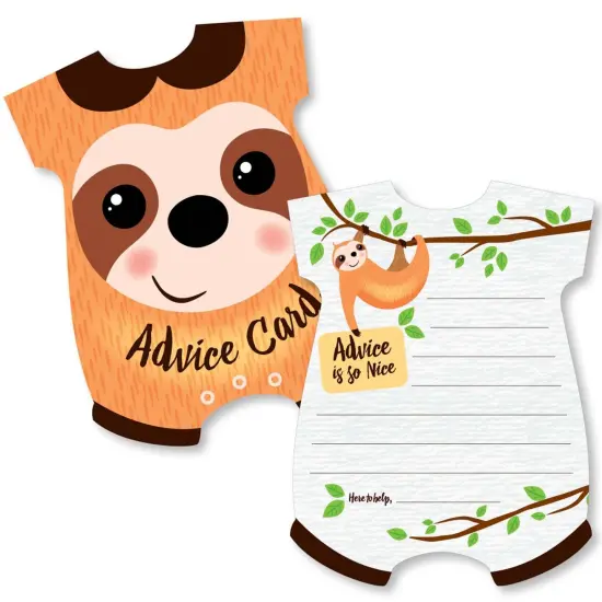 Big Dot of Happiness Let's Hang - Sloth - Baby Bodysuit Wish Card Baby Shower Activities - Shaped Advice Cards Game - Set of 20 {1}