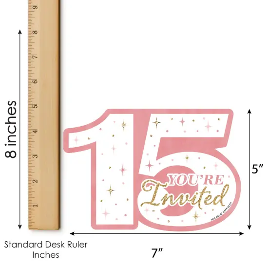 Big Dot of Happiness Mis Quince Anos - Shaped Fill-in Invitations - Quinceanera Sweet 15 Birthday Party Invitation Cards with Envelopes - Set of 12 {7}