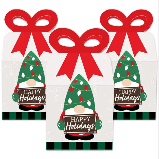 Big Dot of Happiness Red and Green Holiday Gnomes - Square Favor Gift Boxes - Christmas Party Bow Boxes - Set of 12 {3}