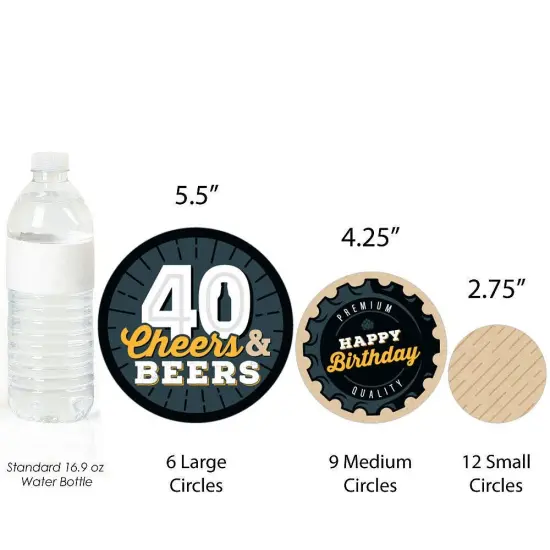 Big Dot of Happiness Cheers and Beers to 40 Years - 40th Birthday Party Giant Circle Confetti - Party Decorations - Large Confetti 27 Count {4}