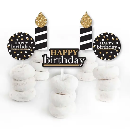 Big Dot of Happiness Adult Happy Birthday - Gold - Dessert Cupcake Toppers - Birthday Party Clear Treat Picks - Set of 24 {3}