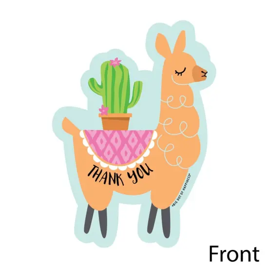 Big Dot of Happiness Whole Llama Fun - Shaped Thank You Cards - Fiesta Baby Shower or Birthday Party Thank You Note Cards with Envelopes - Set of 12 {4}