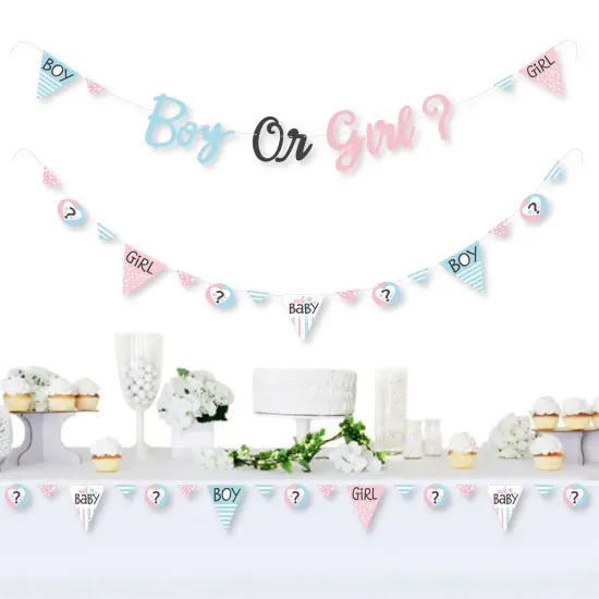 Big Dot of Happiness Baby Gender Reveal - Team Boy or Girl Party Letter Banner Decoration - 36 Banner Cutouts and Boy or Girl Banner Letters {3}