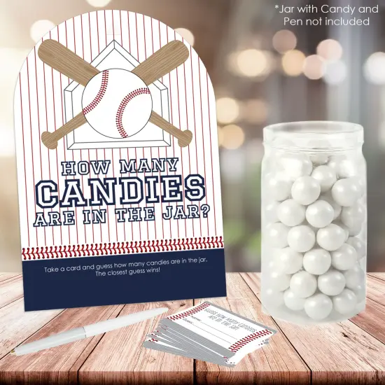 Big Dot of Happiness Batter Up - Baseball - How Many Candies Baby Shower or Birthday Party Game - 1 Stand and 40 Cards - Candy Guessing Game {3}
