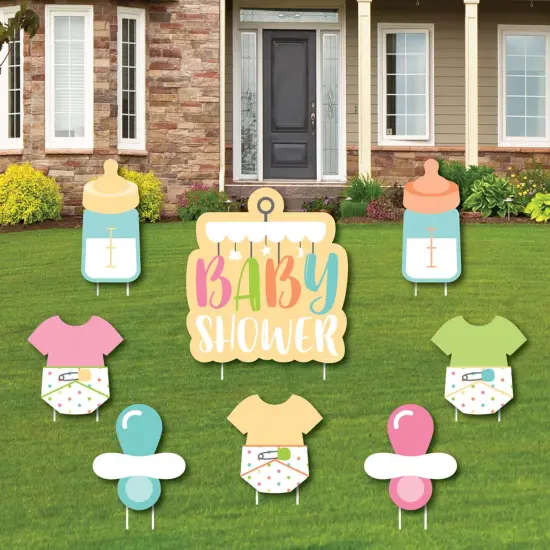 Big Dot of Happiness Neutral Baby Shower - Yard Sign and Outdoor Lawn Decorations - Baby Shower Yard Signs - Set of 8 {1}