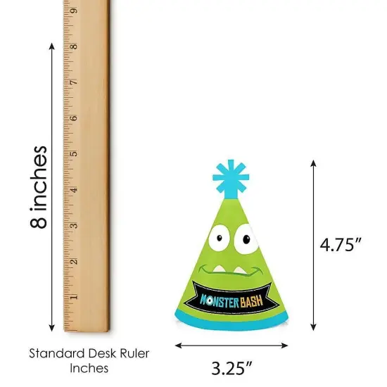 Big Dot of Happiness Monster Bash - Mini Cone Little Monster Birthday Party or Baby Shower Hats - Small Little Party Hats - Set of 8 {7}