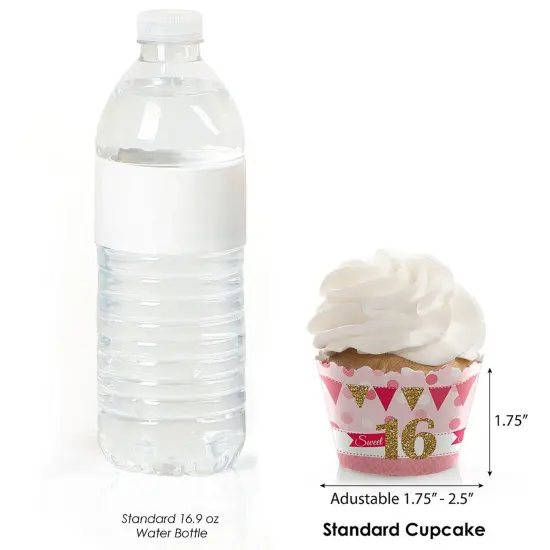 Big Dot of Happiness Sweet 16 - 16th Birthday Party Decorations - Party Cupcake Wrappers - Set of 12 {4}