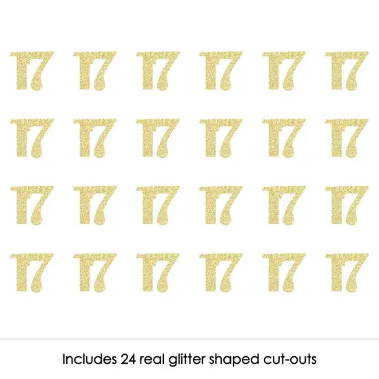Big Dot of Happiness Gold Glitter 17 - No-Mess Real Gold Glitter Cut-Out Numbers - 17th Birthday Party Confetti - Set of 24 {3}