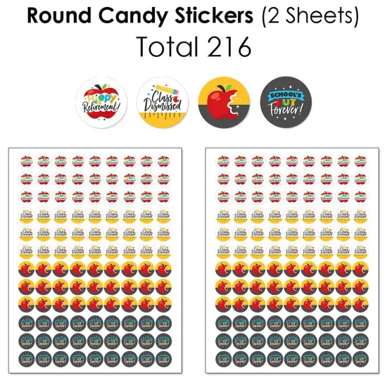 Big Dot of Happiness Teacher Retirement - Happy Retirement Party Candy Favor Sticker Kit - 304 Pieces {6}