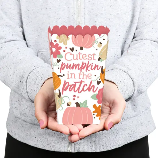 Big Dot of Happiness Girl Little Pumpkin - Fall Birthday Party or Baby Shower Favor Popcorn Treat Boxes - Set of 12 {6}