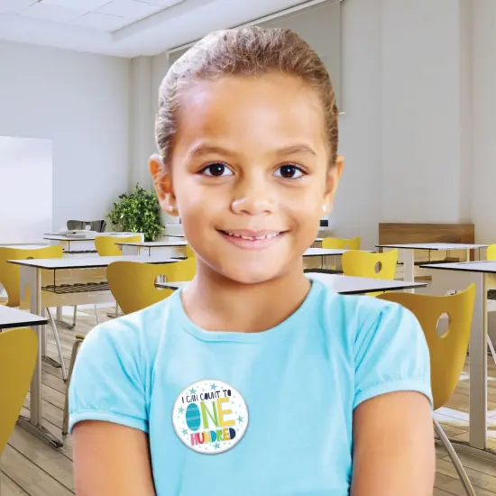 Big Dot of Happiness Happy 100th Day of School - 3 inch 100 Days Party Badge - Pinback Buttons - Set of 8 {6}