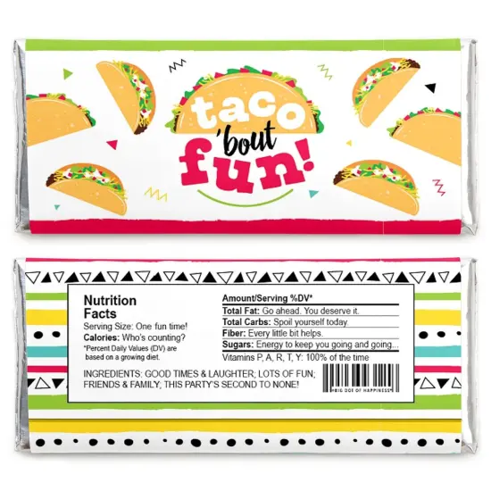Big Dot of Happiness Taco 'Bout Fun - Candy Bar Wrapper Fiesta Favors - Set of 24 {3}