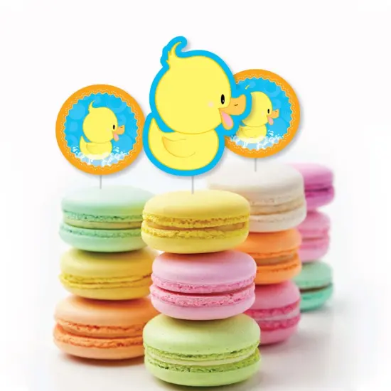 Big Dot of Happiness Ducky Duck - Dessert Cupcake Toppers - Baby Shower or Birthday Party Clear Treat Picks - Set of 24 {6}