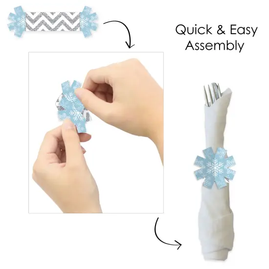 Big Dot of Happiness Winter Wonderland - Snowflake Holiday Party and Winter Wedding Paper Napkin Holder - Napkin Rings - Set of 24 {6}