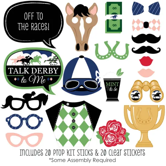 Big Dot of Happiness Kentucky Horse Derby - Horse Race Party Photo Booth Props Kit - 20 Count {4}