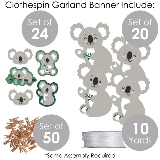 Big Dot of Happiness Koala Cutie - Bear Birthday Party and Baby Shower DIY Decorations - Clothespin Garland Banner - 44 Pieces {6}
