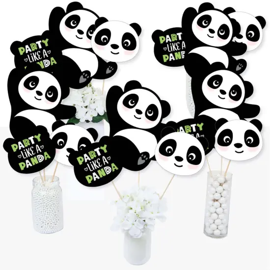 Big Dot of Happiness Party Like a Panda Bear - Baby Shower or Birthday Party Centerpiece Sticks - Table Toppers - Set of 15 {3}
