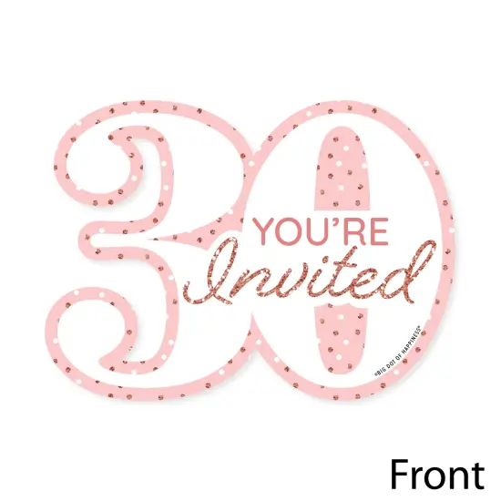 Big Dot of Happiness 30th Pink Rose Gold Birthday - Shaped Fill-In Invitations - Happy Birthday Party Invitation Cards with Envelopes - Set of 12 {4}