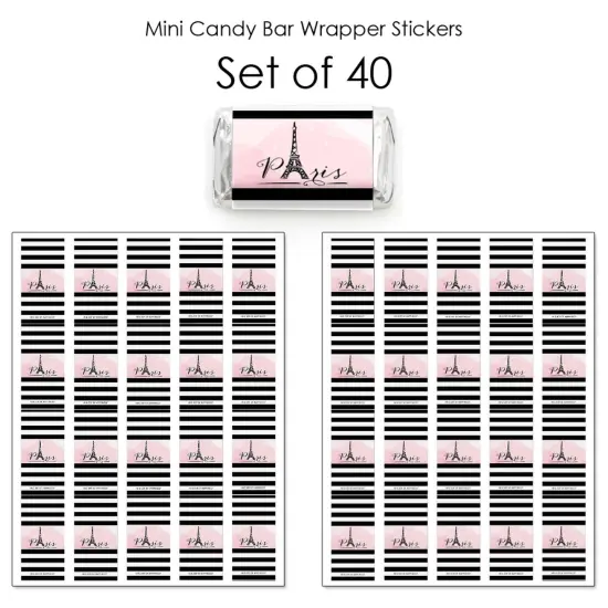 Big Dot of Happiness Paris, Ooh La La - Mini Candy Bar Wrapper Stickers - Paris Themed Baby Shower or Birthday Party Small Favors - 40 Count {4}