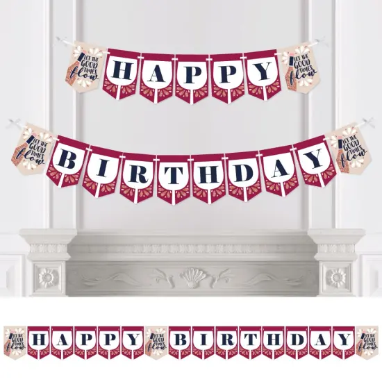Big Dot of Happiness But First, Wine - Wine Tasting Birthday Party Bunting Banner - Birthday Party Decorations - Happy Birthday {1}