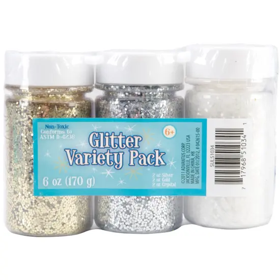 Sulyn Glitter Variety Pack 2oz 3/Pkg-Gold, Silver & Crystal {1}