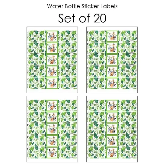 Big Dot of Happiness Jungle Party Animals - Safari Zoo Animal Birthday Party or Baby Shower Water Bottle Sticker Labels - Set of 20 {4}