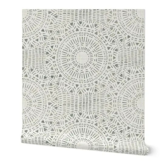 Peel & Stick Wallpaper 2FT Wide Rustic Boho Abstract Gray Neutral Bohemian Woven Look Distressed Custom Removable Wallpaper by Spoonflower {7}