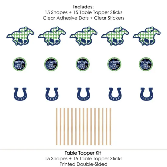 Big Dot of Happiness Kentucky Horse Derby - Horse Race Party Centerpiece Sticks - Table Toppers - Set of 15 {7}