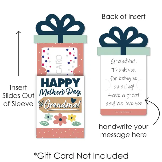 Big Dot of Happiness Grandma, Happy Mother's Day - We Love Grandmother Money and Gift Card Sleeves - Nifty Gifty Card Holders - Set of 8 {7}