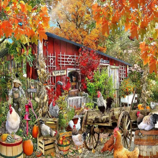 Sunsout Barnyard Chickens 500 pc Jigsaw Puzzle 34871 {1}