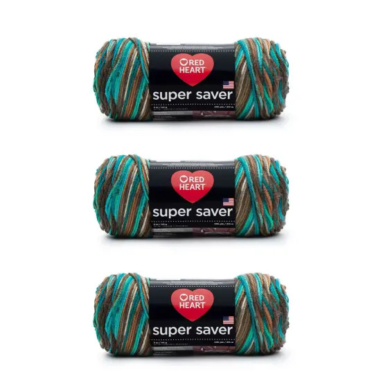 Red Heart Super Saver Reef Yarn - 3 Pack of 141g/5oz - Acrylic - 4 Medium (Worsted) - 364 Yards - Knitting/Crochet {1}