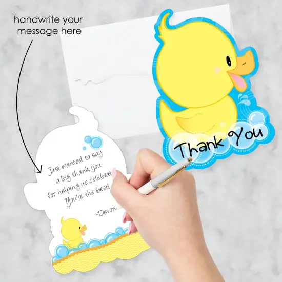 Big Dot of Happiness Ducky Duck - Shaped Thank You Cards - Baby Shower or Birthday Party Thank You Note Cards with Envelopes - Set of 12 {3}
