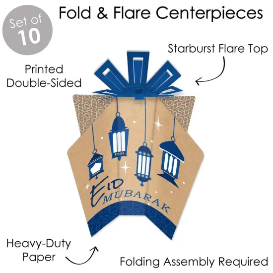 Big Dot of Happiness Eid Mubarak Table Decorations - Ramadan Fold and Flare Centerpieces - 10 Count {4}