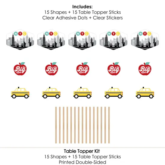 Big Dot of Happiness NYC Cityscape - New York City Party Centerpiece Sticks - Table Toppers - Set of 15 {7}