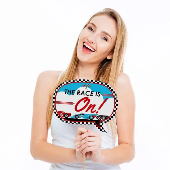 Big Dot of Happiness Let's Go Racing - Racecar - Baby Shower or Race Car Birthday Party Photo Booth Props Kit - 20 Count {4}