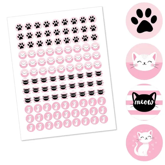 Big Dot of Happiness Purr-fect Kitty Cat - Baby Shower or Birthday Party Round Candy Sticker Favors - Labels Fits Chocolate Candy (1 Sheet of 108) {3}