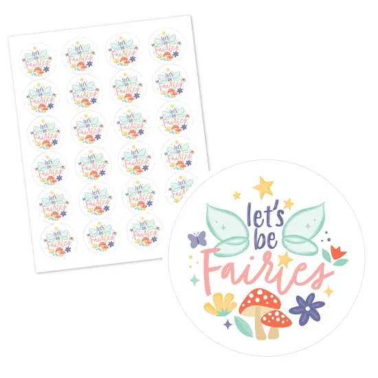 Big Dot of Happiness Let's Be Fairies - Fairy Garden Birthday Party Circle Sticker Labels - 24 Count {3}