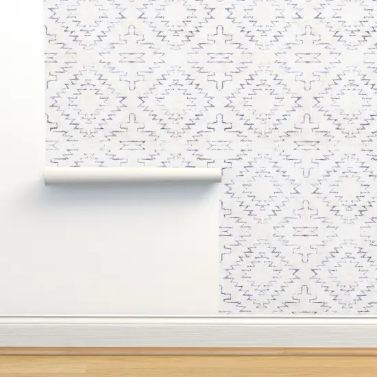 Pre-Pasted Wallpaper 2FT Wide French Geo Boho Custom Pre-pasted Wallpaper by Spoonflower {2}