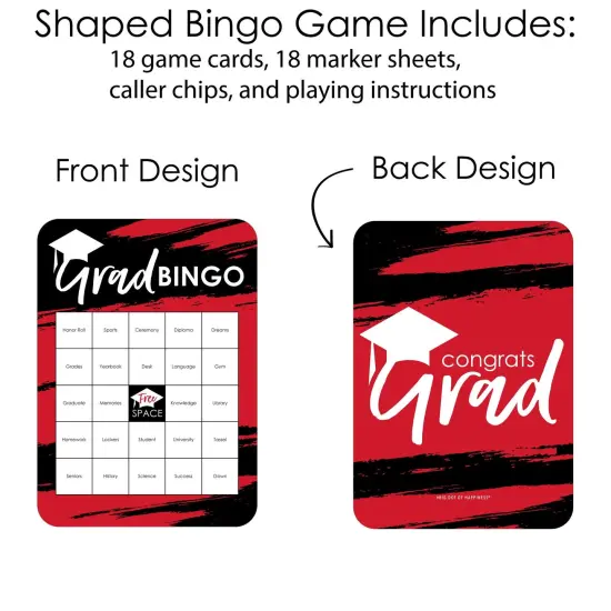 Big Dot of Happiness Red Grad - Best is Yet to Come - Bingo Cards and Markers - Red Graduation Party Shaped Bingo Game - Set of 18 {4}