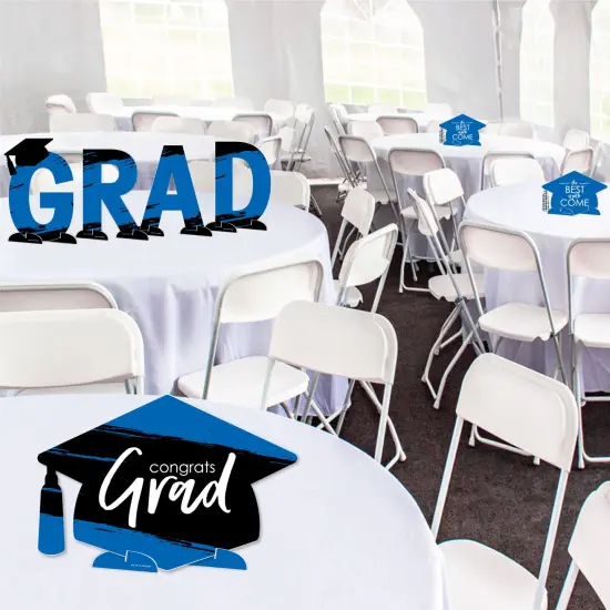 Big Dot of Happiness Blue Graduation Party Centerpiece Table Decorations - Tabletop Standups - 7 Pieces {4}