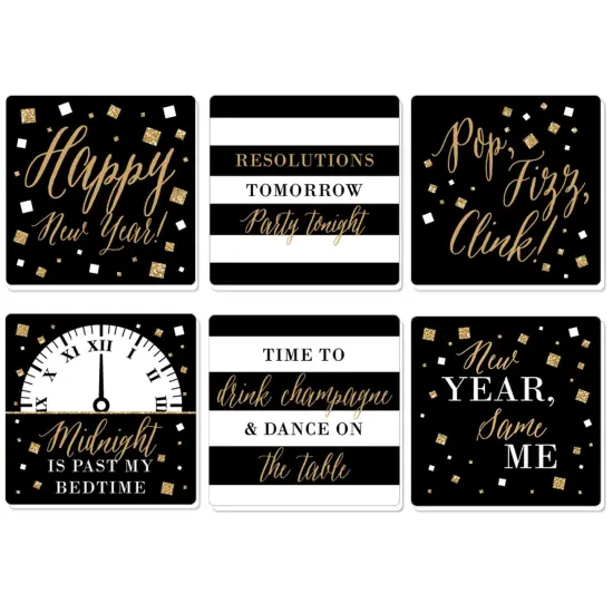 Big Dot of Happiness New Year's Eve - Gold - Funny New Years Eve Party Decorations - Drink Coasters - Set of 6 {1}