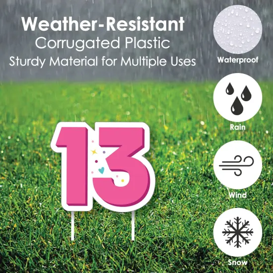 Big Dot of Happiness Girl 13th Birthday - Yard Sign and Outdoor Lawn Decorations - Official Teenager Birthday Party Yard Signs - Set of 8 {4}