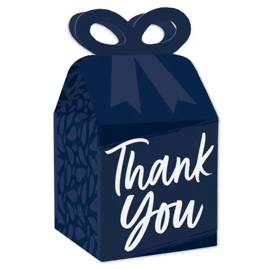 Big Dot of Happiness Navy Blue Elegantly Simple - Square Favor Gift Boxes - Guest Party Favors Bow Boxes - Set of 12 {1}